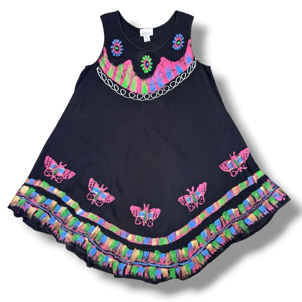 Umbrella Dress Painted Butterflies Size 2X Cover Up Artsy Beach Flowy Arttowear